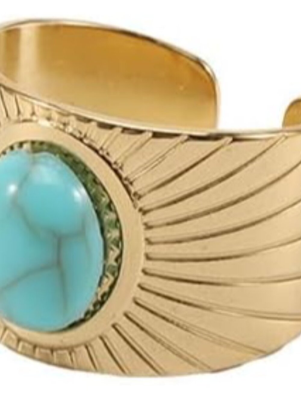 Turquoise Ring, Vintage Sun Ring for Women, Adjustable Gold Turquoise Ring for W